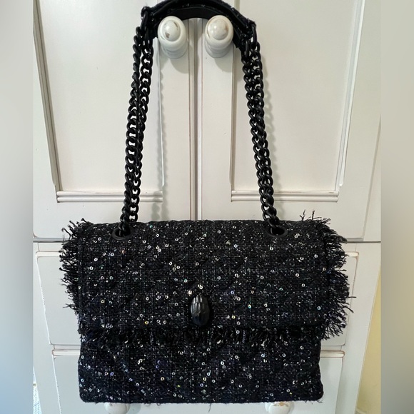 Kurt Geiger Large Kensington Tweed Shoulder Bag with Sequins - Picture 2 of 6